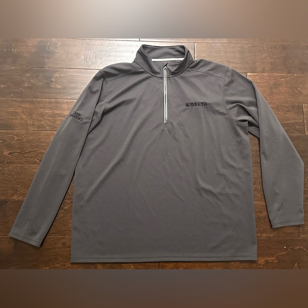 Vintage Men’s Delta Air Lines Grey/Black 1/4 Zip Performance Pullover- Size 2XL